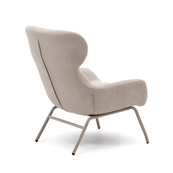 Sillón Tejido Chenilla Beige Acero, 78 Cm