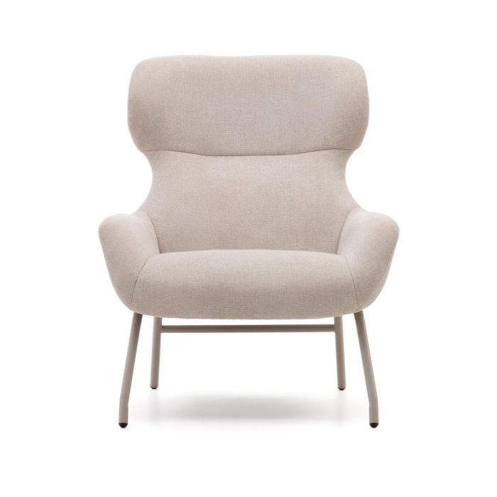 Sillón Belina Tejido Chenilla Beige Acero, 78 Cm