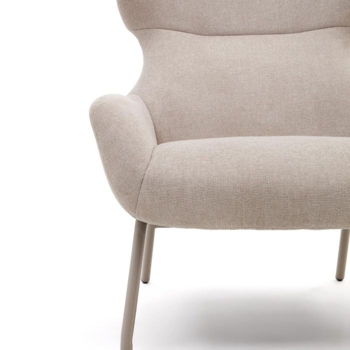 Sillón Tejido Chenilla Beige Acero, 78 Cm