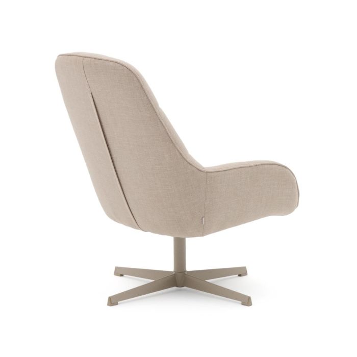 Sillón Giratorio Tapizado Tejido Beige Patas Acero, 81 Cm