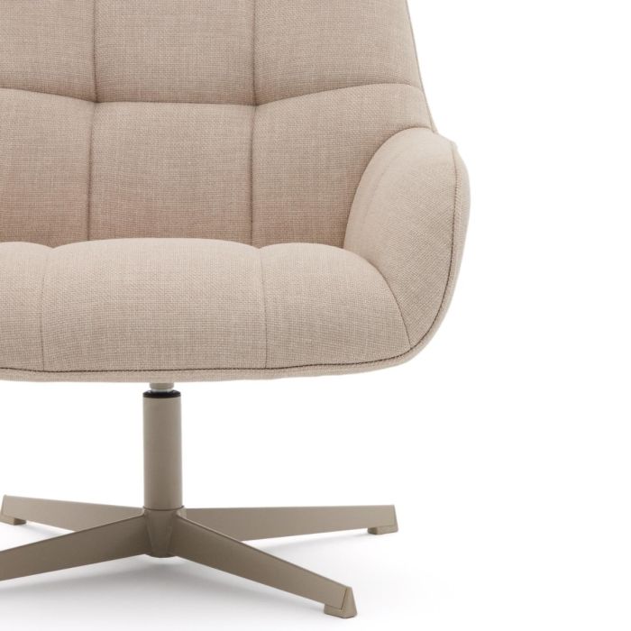 Sillón Giratorio Tapizado Tejido Beige Patas Acero, 81 Cm