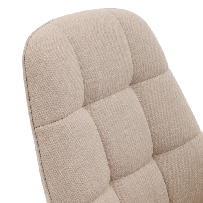 Sillón Giratorio Tapizado Tejido Beige Patas Acero, 81 Cm