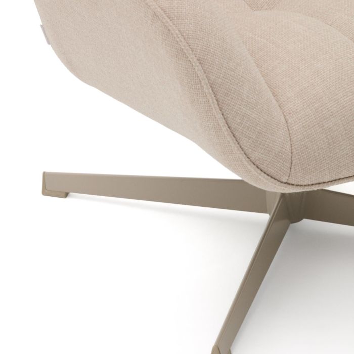 Sillón Giratorio Tapizado Tejido Beige Patas Acero, 81 Cm
