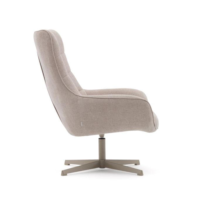 Sillón Giratorio Chenilla Beige Patas Acero, 81 Cm