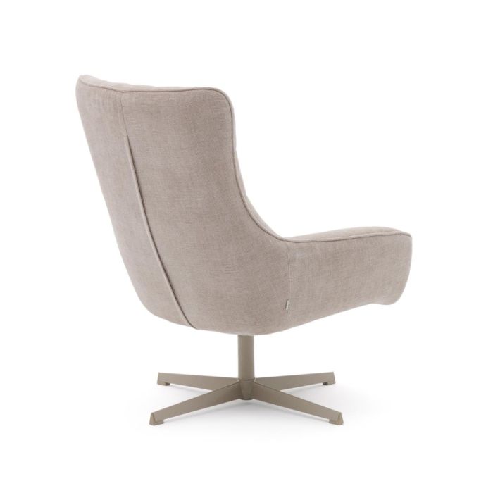 Sillón Giratorio Chenilla Beige Patas Acero, 81 Cm