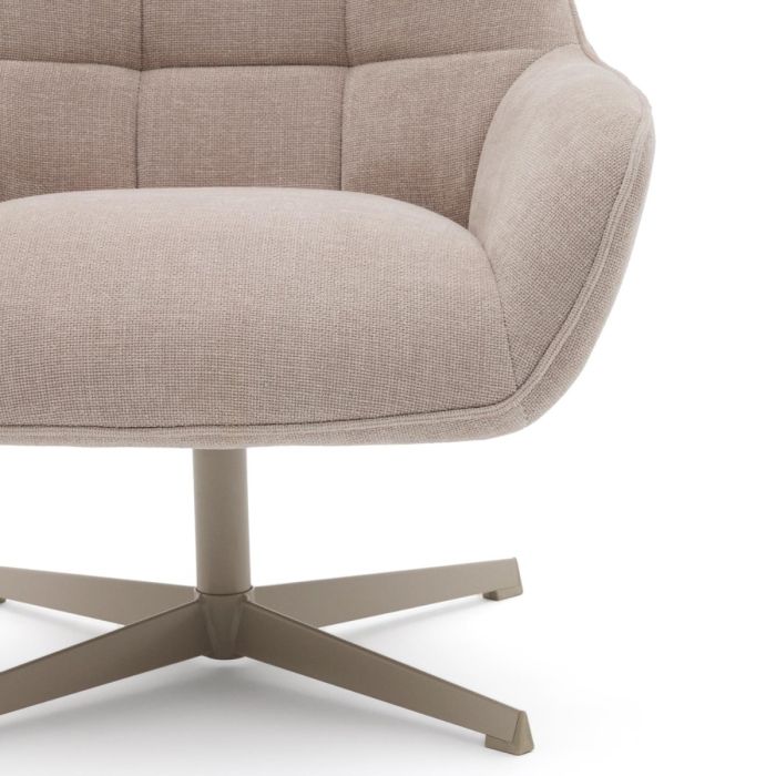 Sillón Giratorio Chenilla Beige Patas Acero, 81 Cm