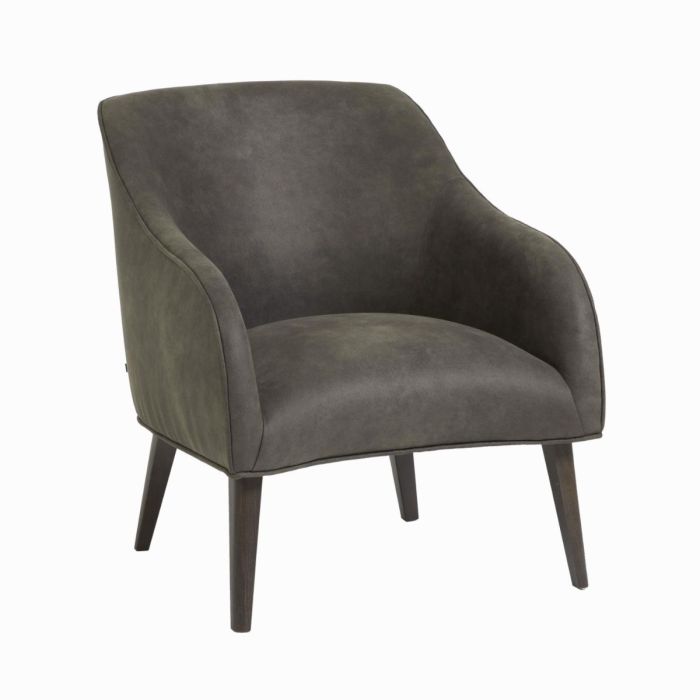 Sillón Bobly Tapizado Tejido Gris Madera