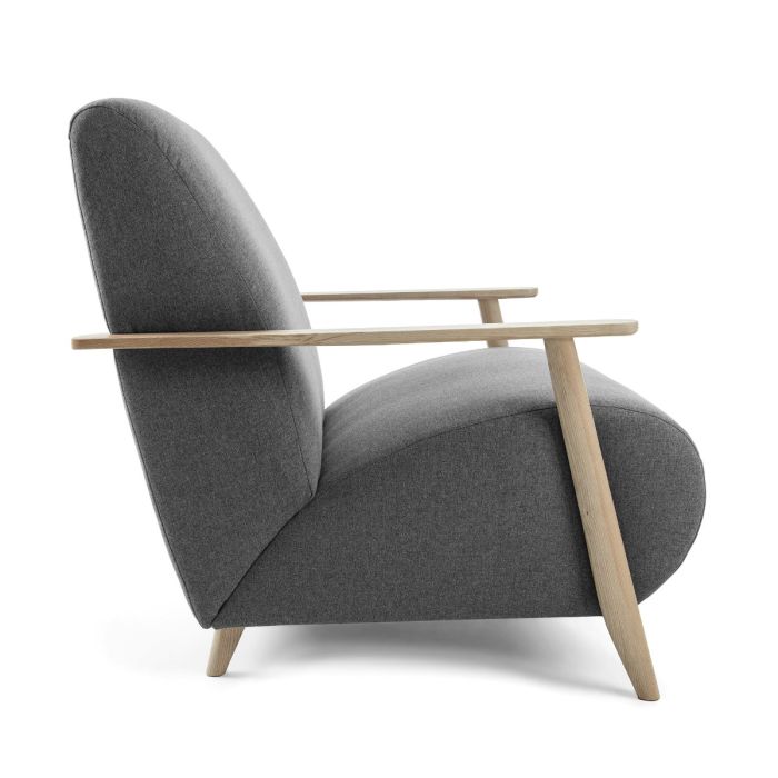 Sillón Negro Patas Madera Fresno Natural, 77 Cm