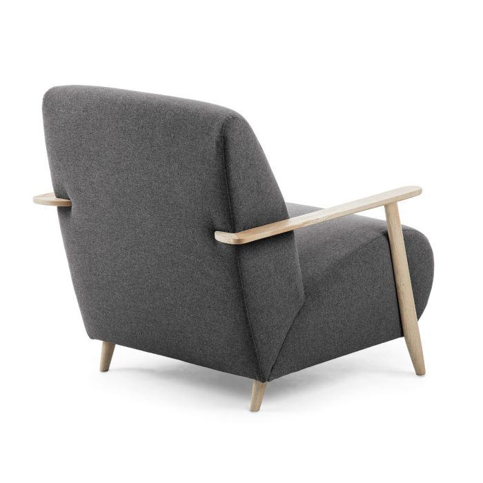 Sillón Negro Patas Madera Fresno Natural, 77 Cm