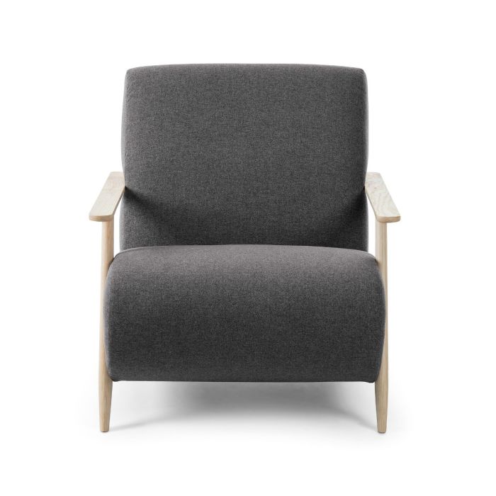 Sillón Negro Patas Madera Fresno Natural, 77 Cm