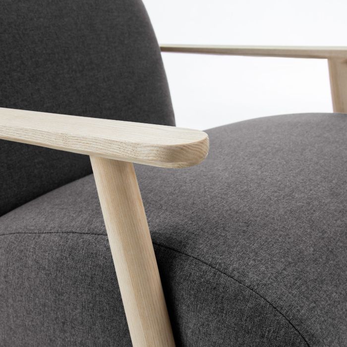 Sillón Negro Patas Madera Fresno Natural, 77 Cm