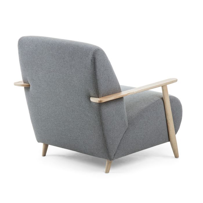 Sillón Gris Patas Madera Fresno Natural, 77 Cm