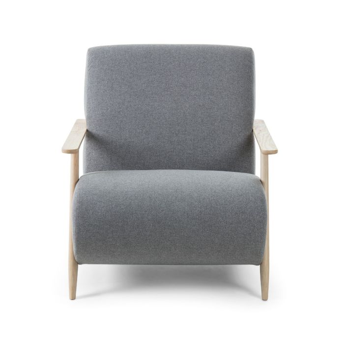 Sillón Gris Patas Madera Fresno Natural, 77 Cm