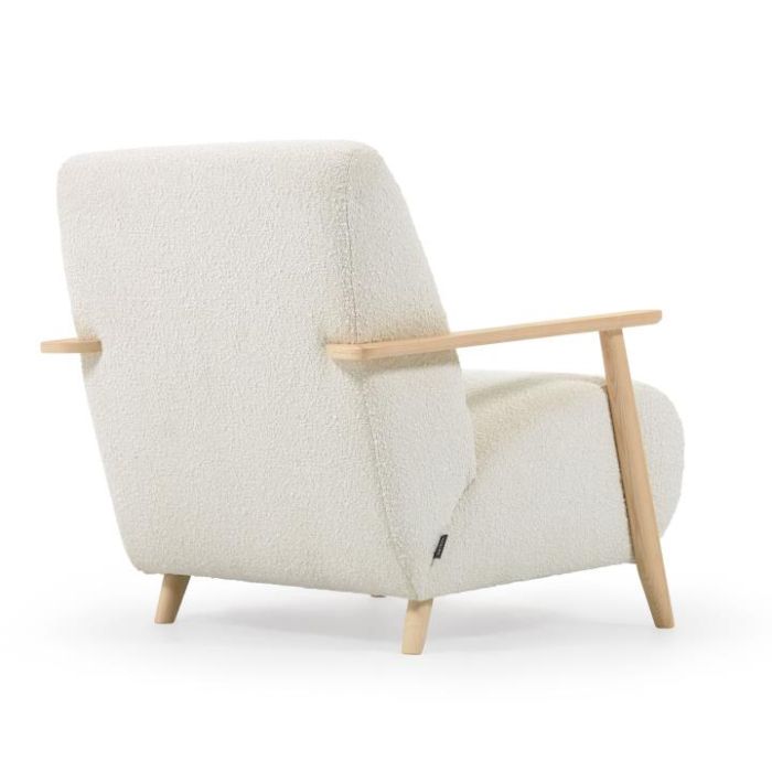 Sillón Borreguito Blanco Madera Fresno, 77 Cm