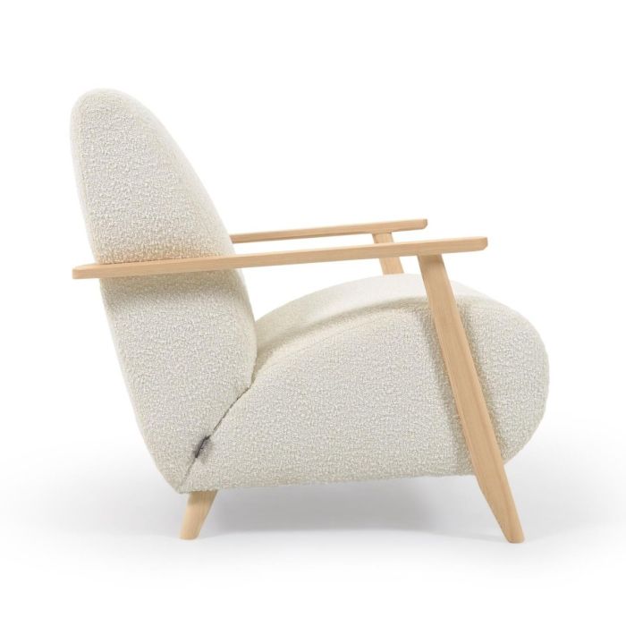 Sillón Borreguito Blanco Madera Fresno, 77 Cm