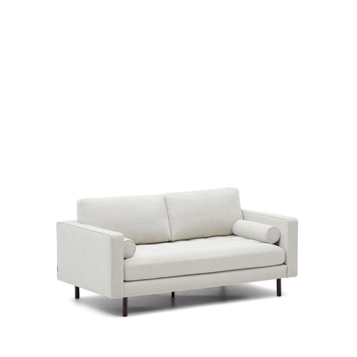 Sofá 2 Plazas Chenilla Perla Madera Acabado Wengué, 182 Cm