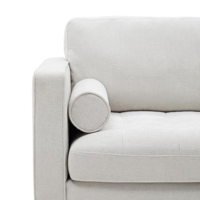 Sofá 2 Plazas Chenilla Perla Madera Acabado Wengué, 182 Cm