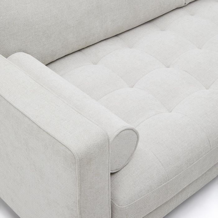 Sofá 2 Plazas Chenilla Perla Madera Acabado Wengué, 182 Cm