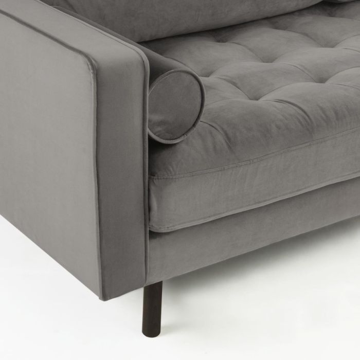 Sofá 3 Plazas Debra Terciopelo Gris