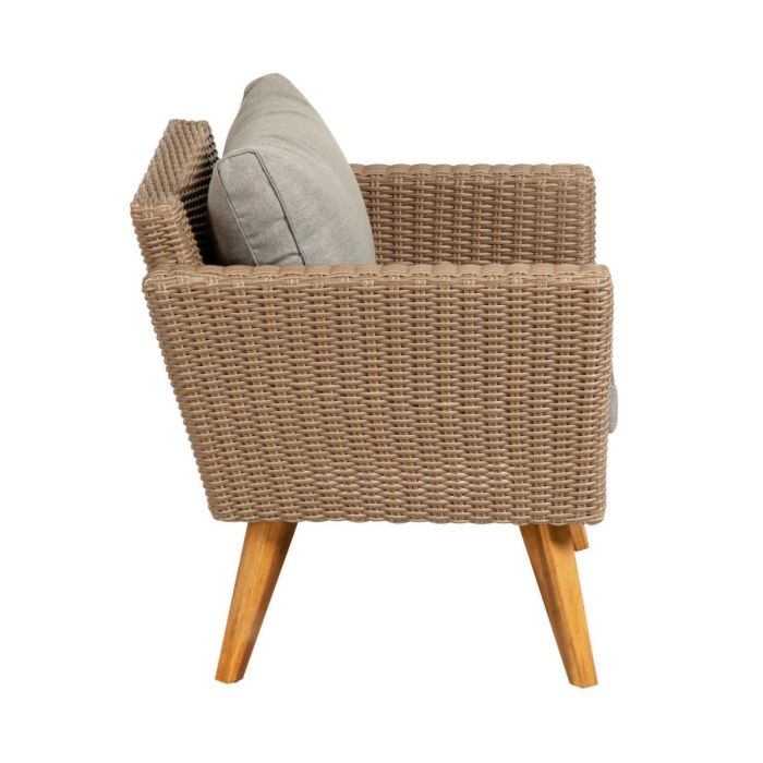 Sillón Tejido Mimbre Gris Natural, 80 Cm