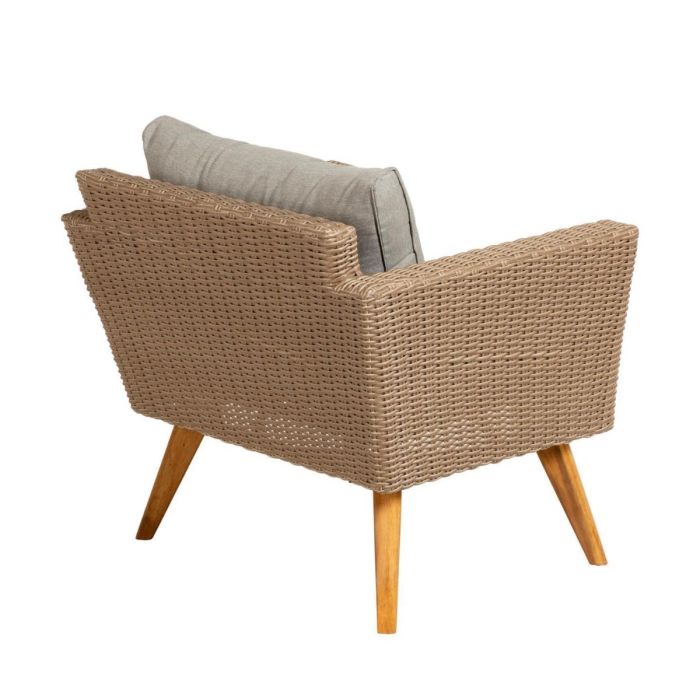 Sillón Tejido Mimbre Gris Natural, 80 Cm