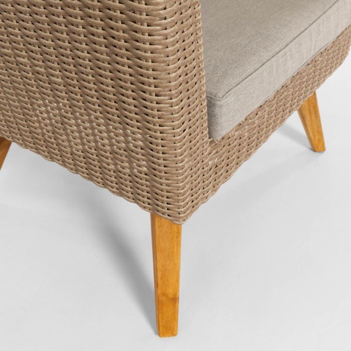 Sillón Tejido Mimbre Gris Natural, 80 Cm