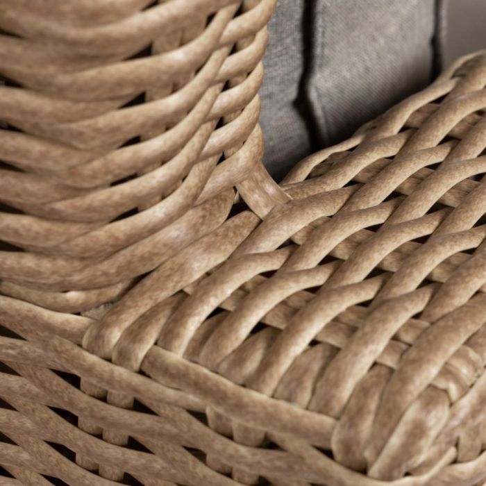 Sillón Tejido Mimbre Gris Natural, 80 Cm