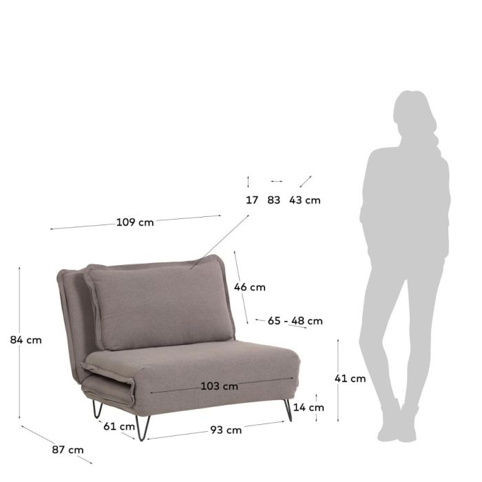 Sofá Cama Diseño Atemporal Tapizado Gris 105 Cm