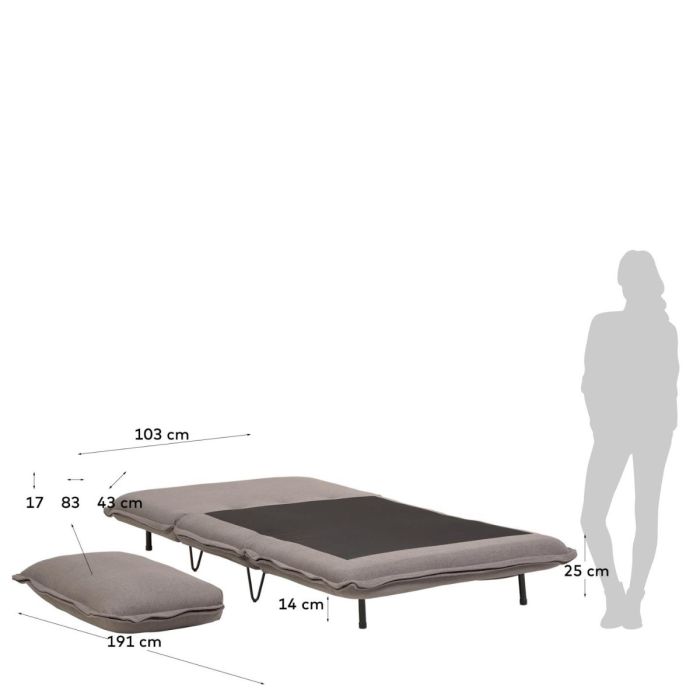 Sofá Cama Diseño Atemporal Tapizado Gris 105 Cm