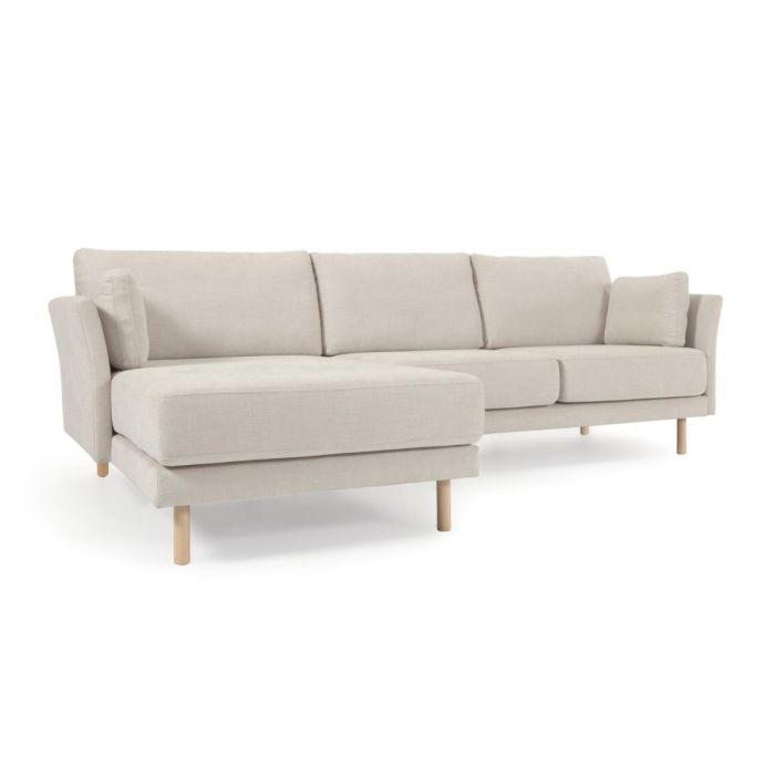 Sofá con Chaise Longue Izquierdo Borreguillo Blanco, 264 Cm