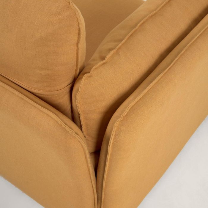 Sofá Cama Tejido Mostaza Madera Natural, 219 Cm