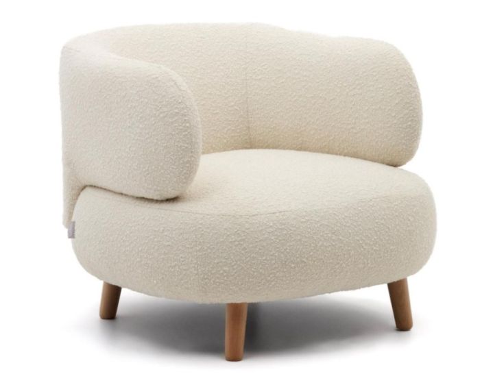 Sillón Luisa Borreguito Patas Madera Haya, 78 Cm
