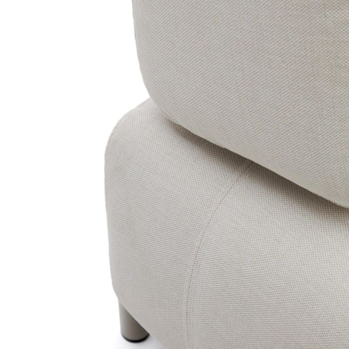 Sofá 3 Plazas Chenilla Beige Bandeja Grande Acero Gris, 232 Cm