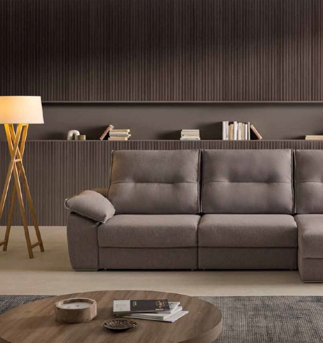 Sofá Chaise Longue Deslizante Derecho Beige, 292 Cm