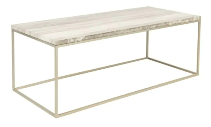 Mesa Centro Gris Mármol Hierro, 91 Cm