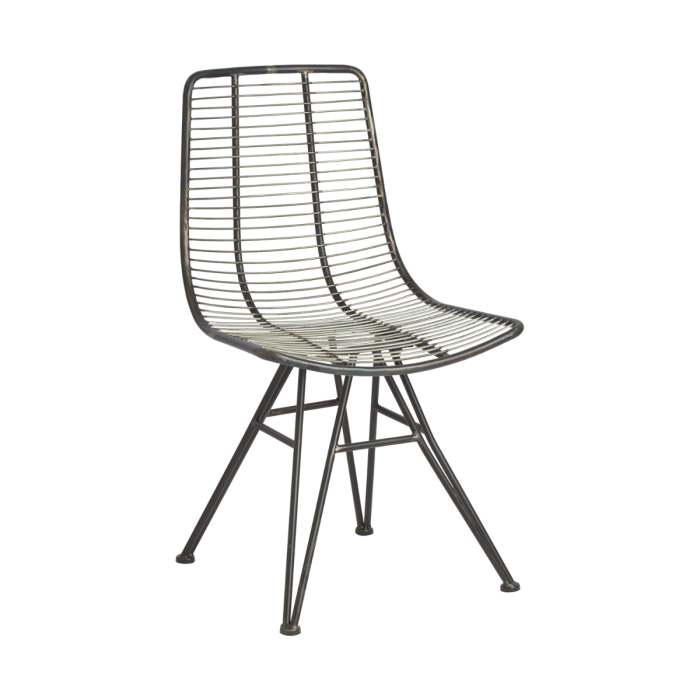 Silla industrial en hierro gris.