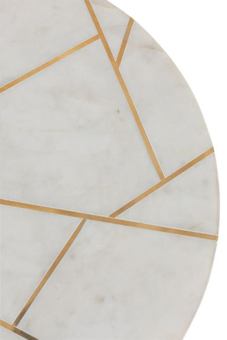 Set 2 Mesas Auxiliares Mármol/Metal Oro/Blanco, 41 Cm