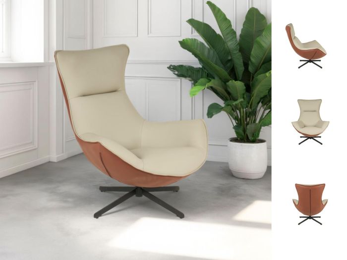 Sillón Giratorio Hans Beige/Marrón