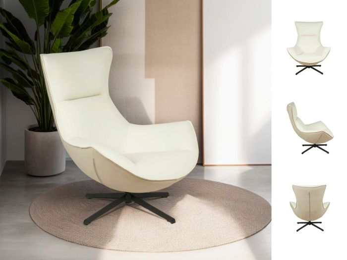 Sillón Giratorio Hans Blanco/Beige