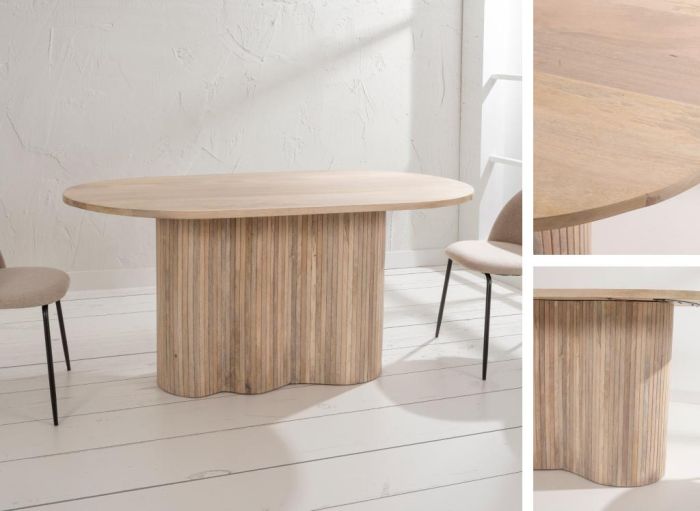 Mesa Ovalada Madera Mango Natural, 160 Cm