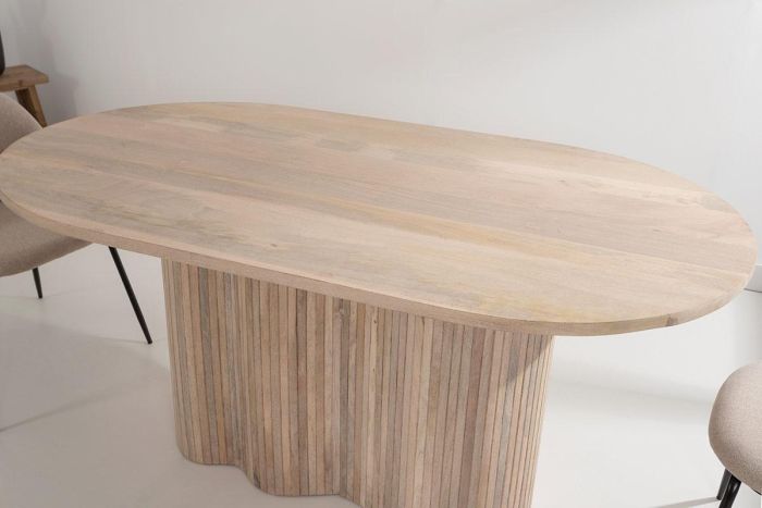 Mesa Ovalada Madera Mango Natural, 160 Cm
