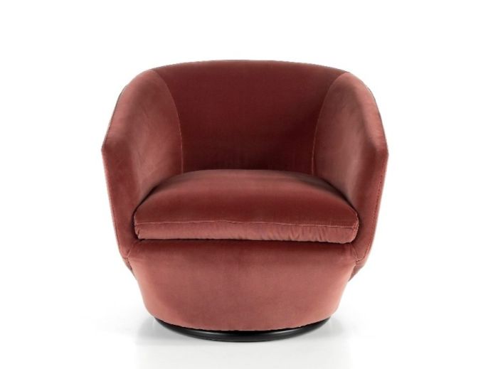 Sillón Giratorio Estilo Mid Century Tapizado Terciopelo Acero, 78 Cm