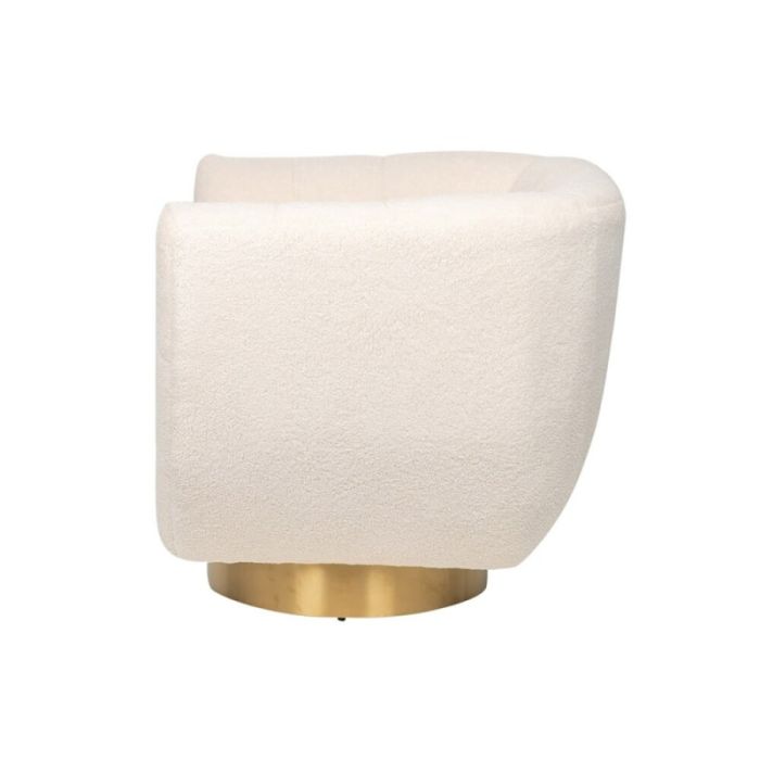 Sillón Blanco Tejido Bouclé Acero, 85 Cm