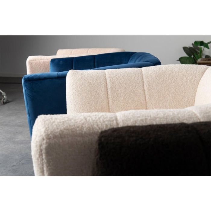 Sillón Blanco Tejido Bouclé Acero, 85 Cm