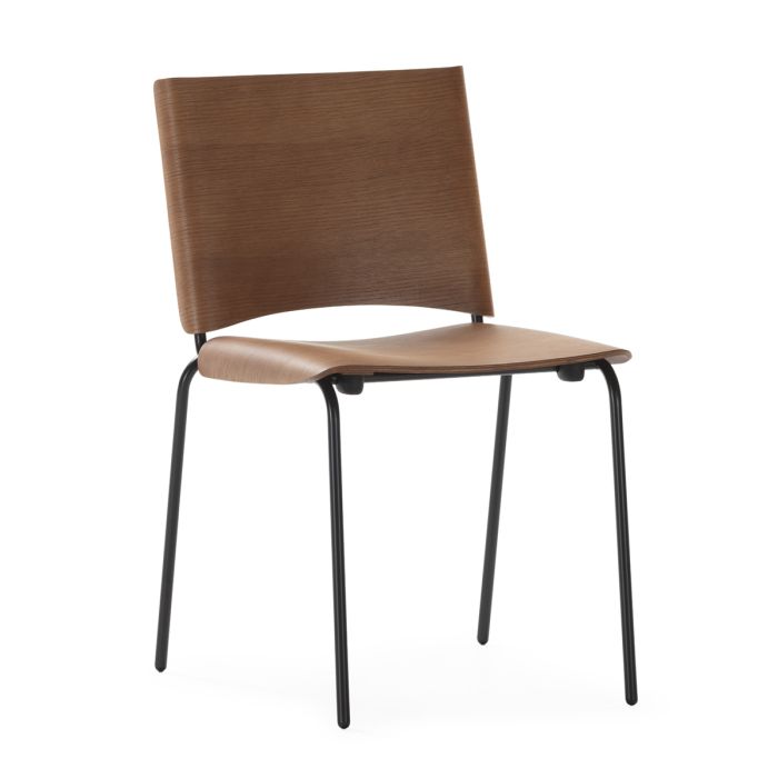 Silla en madera de roble nogal y metal negro 50,5 cm