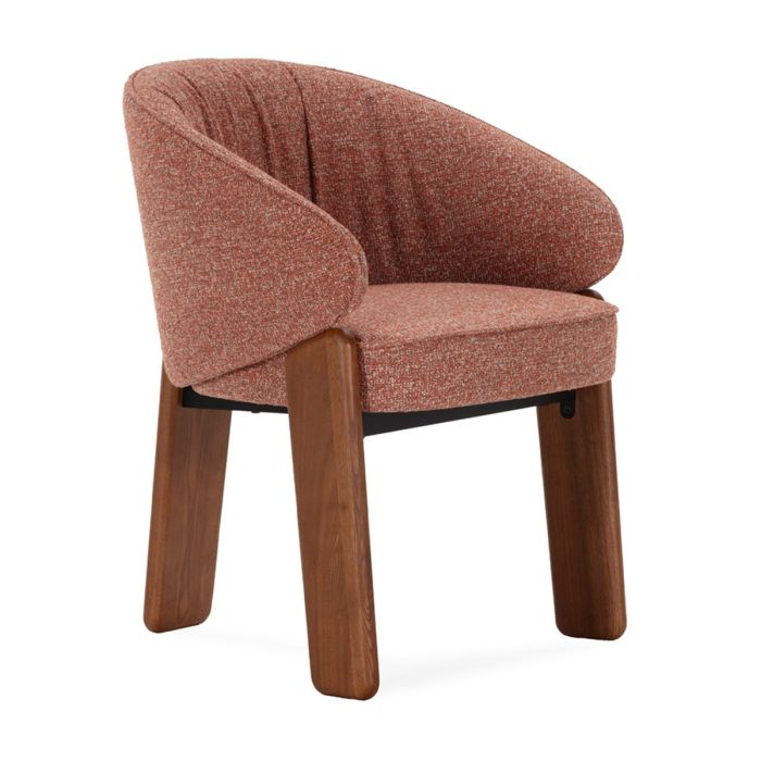 Silla en madera de fresno nogal tapizado en tejido color teja 63 cm