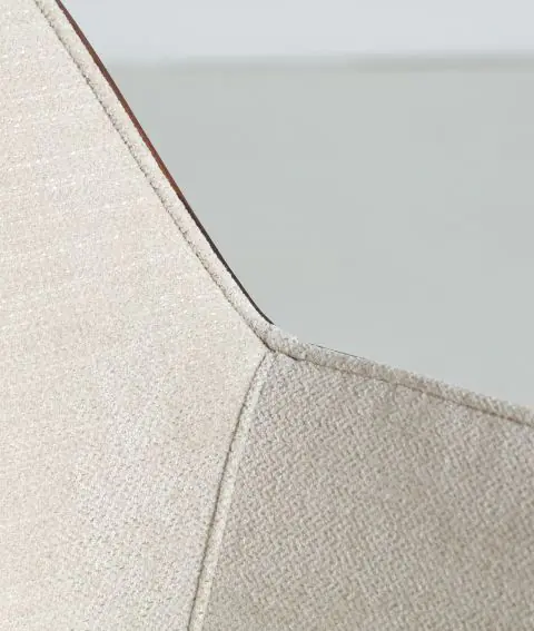 Silla BEESD Madera Marrón Tejido Blanco Roto Metal. 86 Cm