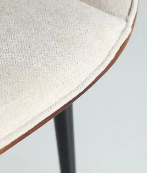 Silla BEESD Madera Marrón Tejido Blanco Roto Metal. 86 Cm