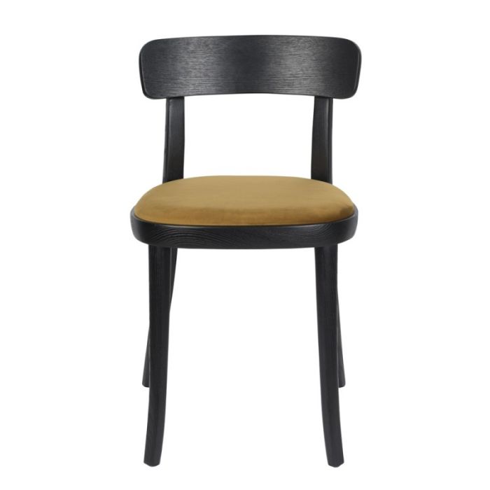 Silla Brandon Estilo Vintage Amarillo Terciopelo, 75 Cm