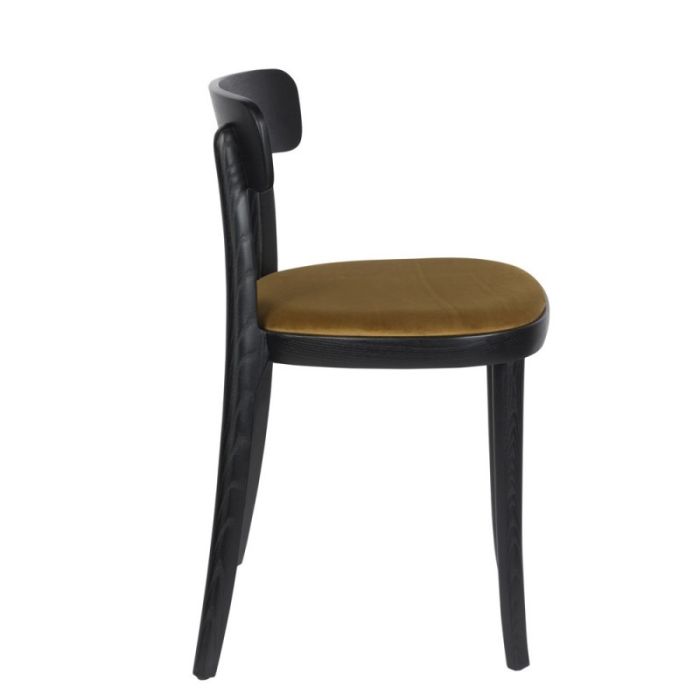 Silla Brandon Estilo Vintage Negro Madera Fresno Negro, 75 Cm